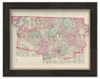 FRANKLIN COUNTY, Massachusetts 1871 Map by Walling and Gray - Replica or Genuine Original