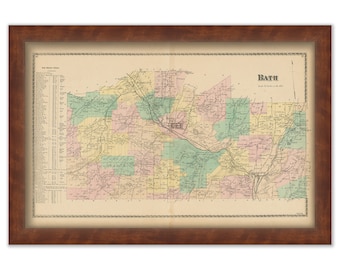 BATH, New York 1873 Map, Replica or Genuine ORIGINAL