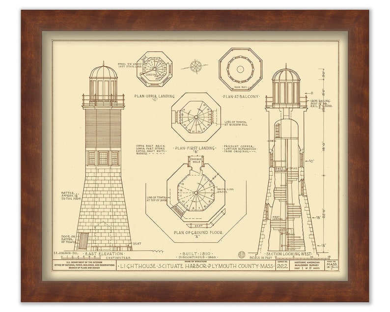 Scituate Light House 1810-Architectural Drawings image 1