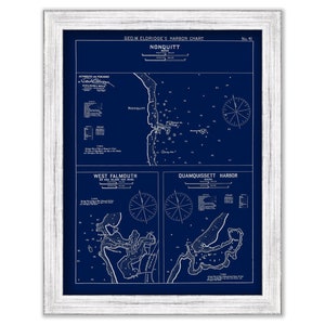 Nonquitt, West Falmouth & Quamquissett Harbors, MA - Blue Print - Nautical Chart by George W. Eldridge 1901