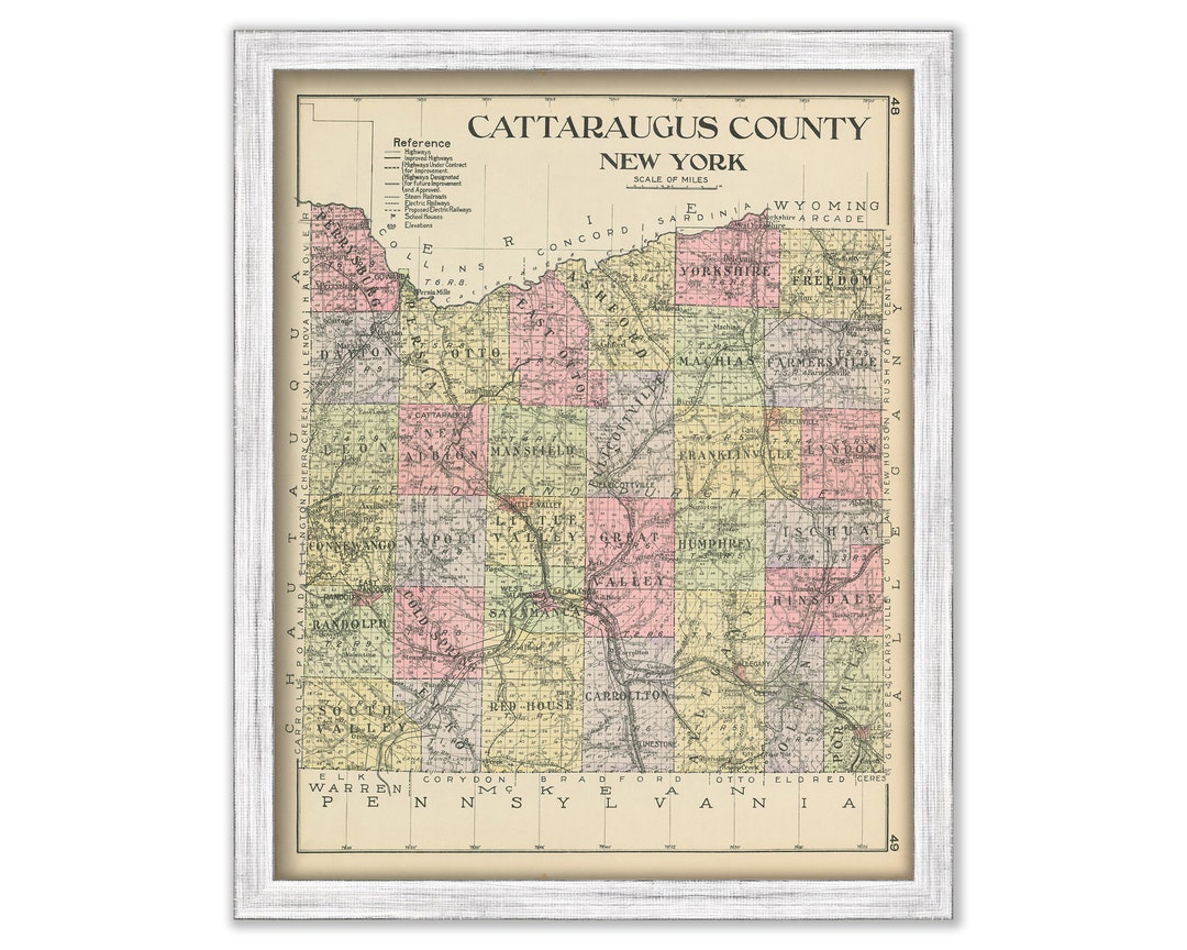 CATTARAUGUS County New York 1912 Map Replica or GENUINE Etsy