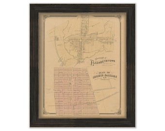 ELIZABETHTOWN, Pennsylvania 1875 Map - Replica or GENUINE ORIGINAL