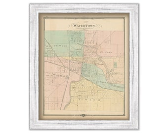WATERTOWN, Wisconsin 1878 Map, Replica or Genuine Original