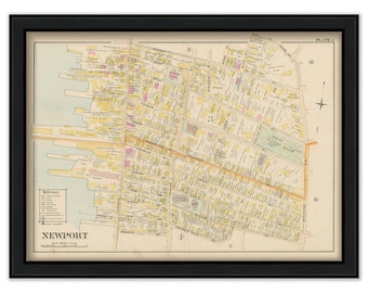 NEWPORT, Rhode Island 1893 Map-Plate J