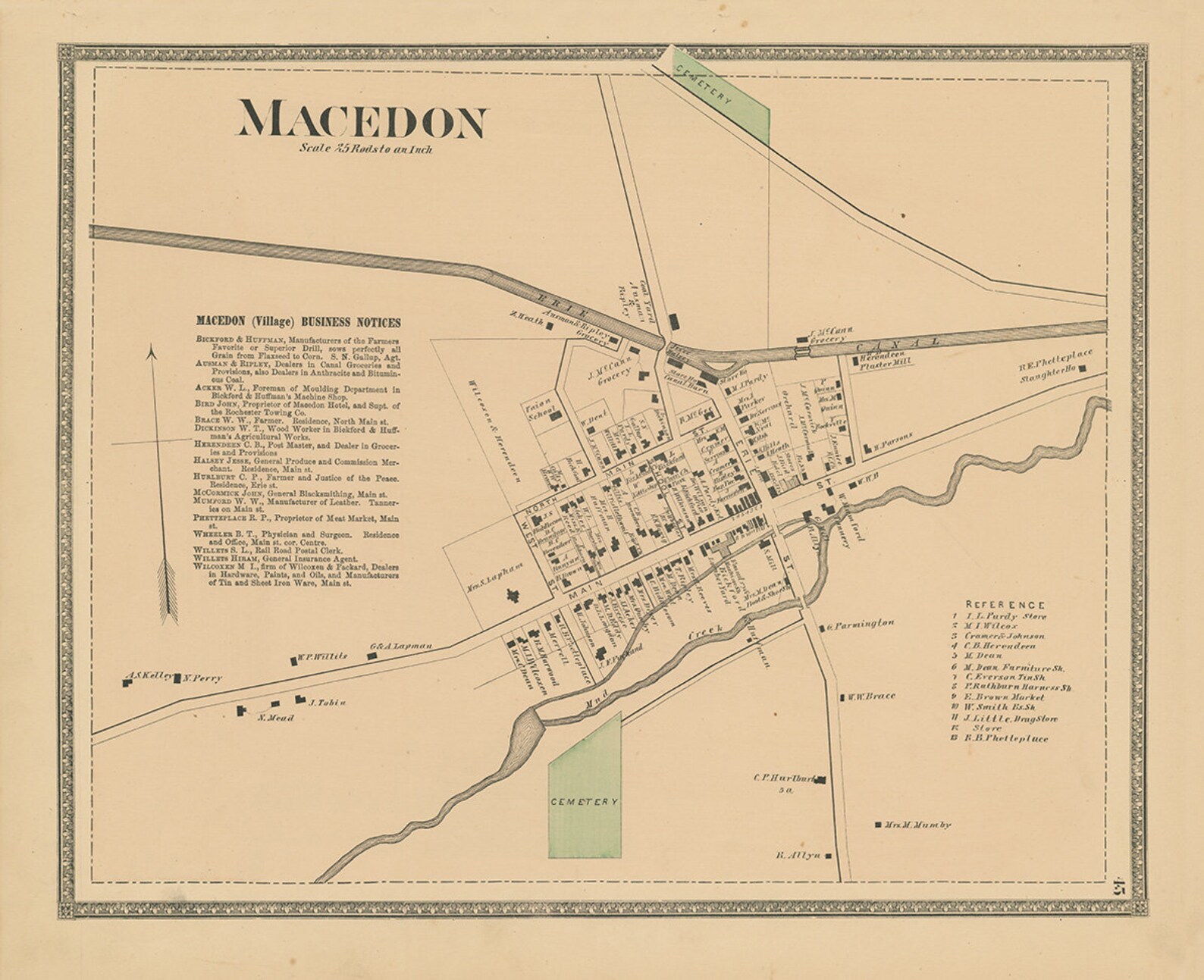 Village of MACEDON New York 1874 Map Replica and GENUINE Etsy