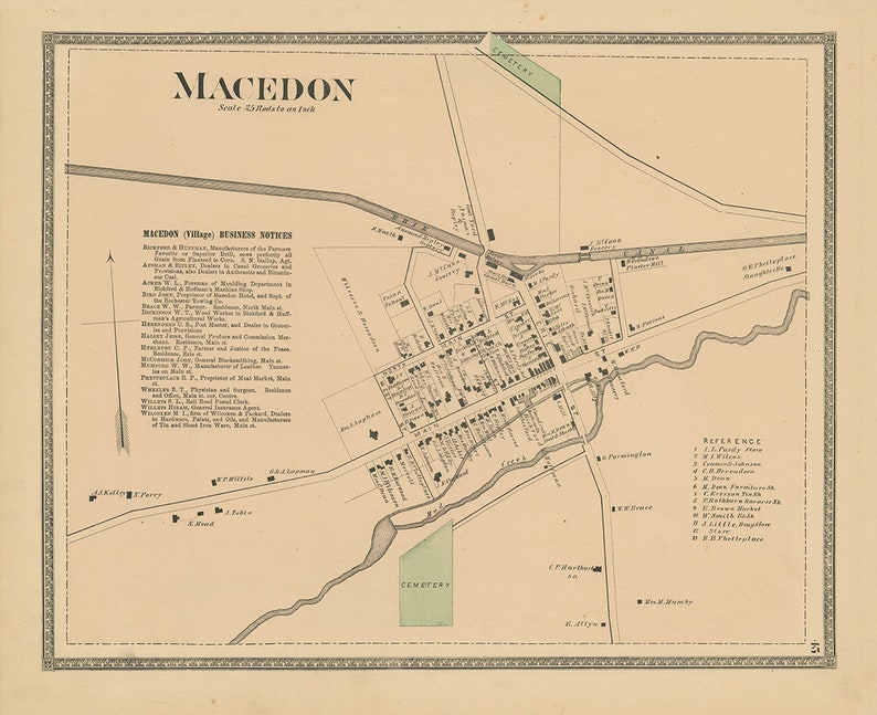 Village of MACEDON New York 1874 Map Replica and GENUINE Etsy