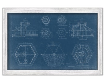 BELL ROCK LIGHTHOUSE, Virginia  - Blueprint Drawing and Plan of the Lighthouse as it was in 1879