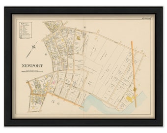 NEWPORT, Rhode Island 1893 Map-Plate Q