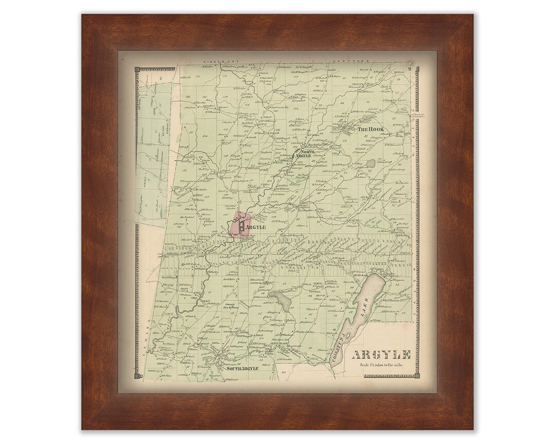 Town of ARGYLE New York 1866 Map Etsy