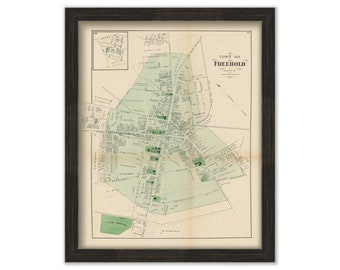 Town of FREEHOLD, New Jersey 1873 Map - Replica or Genuine ORIGINAL