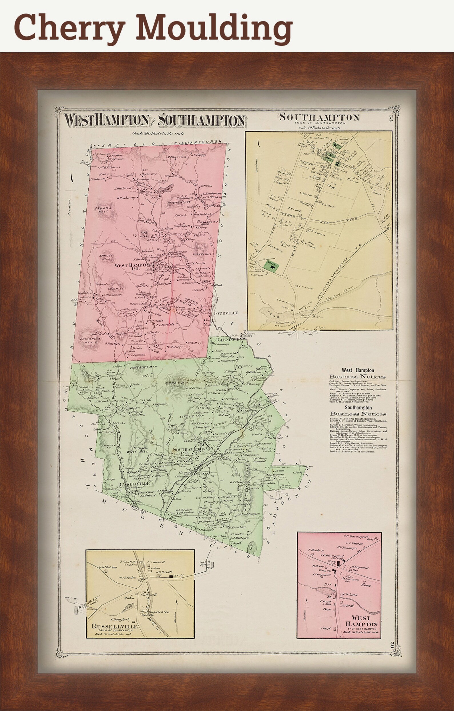Towns of WESTHAMPTON and SOUTHAMPTON Massachusetts 1873 Map Etsy
