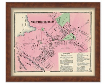 Village of WEST BROOKFIELD, Massachusetts 1870 Map