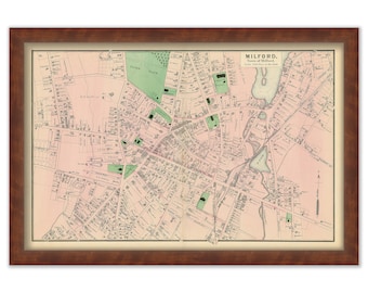 Village of MILFORD, Massachusetts 1870 Map