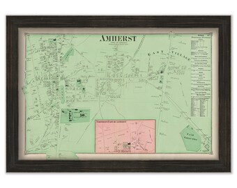 Village of AMHERST, Massachusetts 1873 Map