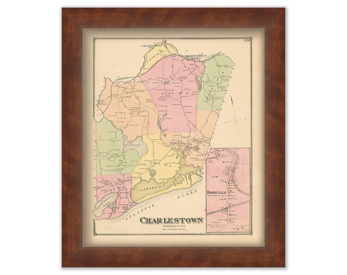CHARLESTOWN, Rhode Island 1870 Map