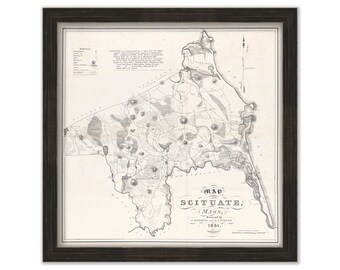 SCITUATE and SOUTH SCITUATE {Norwell}, Massachusetts  -  1831 Town Map