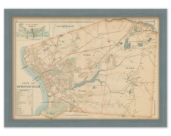 SPRINGFIELD, Massachusetts 1894 Map  -  Replica or Genuine ORIGINAL