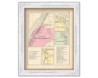 GLENDON, Pennsylvania 1872 Map - Replica or Genuine Original