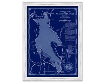 NEWFOUND LAKE, New Hampshire 1961 Nautical Chart Blueprint