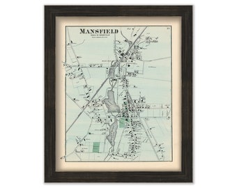 MANSFIELD, Massachusetts 1871 Map - Replica or Genuine ORIGINAL