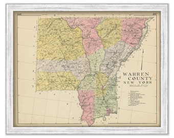 WARREN County, New York 1912 Map, Replica or GENUINE ORIGINAL