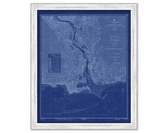 CONNECTICUT RIVER  -  1957 Nautical Chart Blueprint