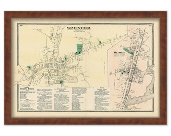 Villages of SPENCER and OXFORD, Massachusetts 1870 Map