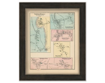 Little Falls, Steep Falls, Gambo Falls, West Gorham and Windham, Maine 1871 Map, Replica or Genuine ORIGINAL