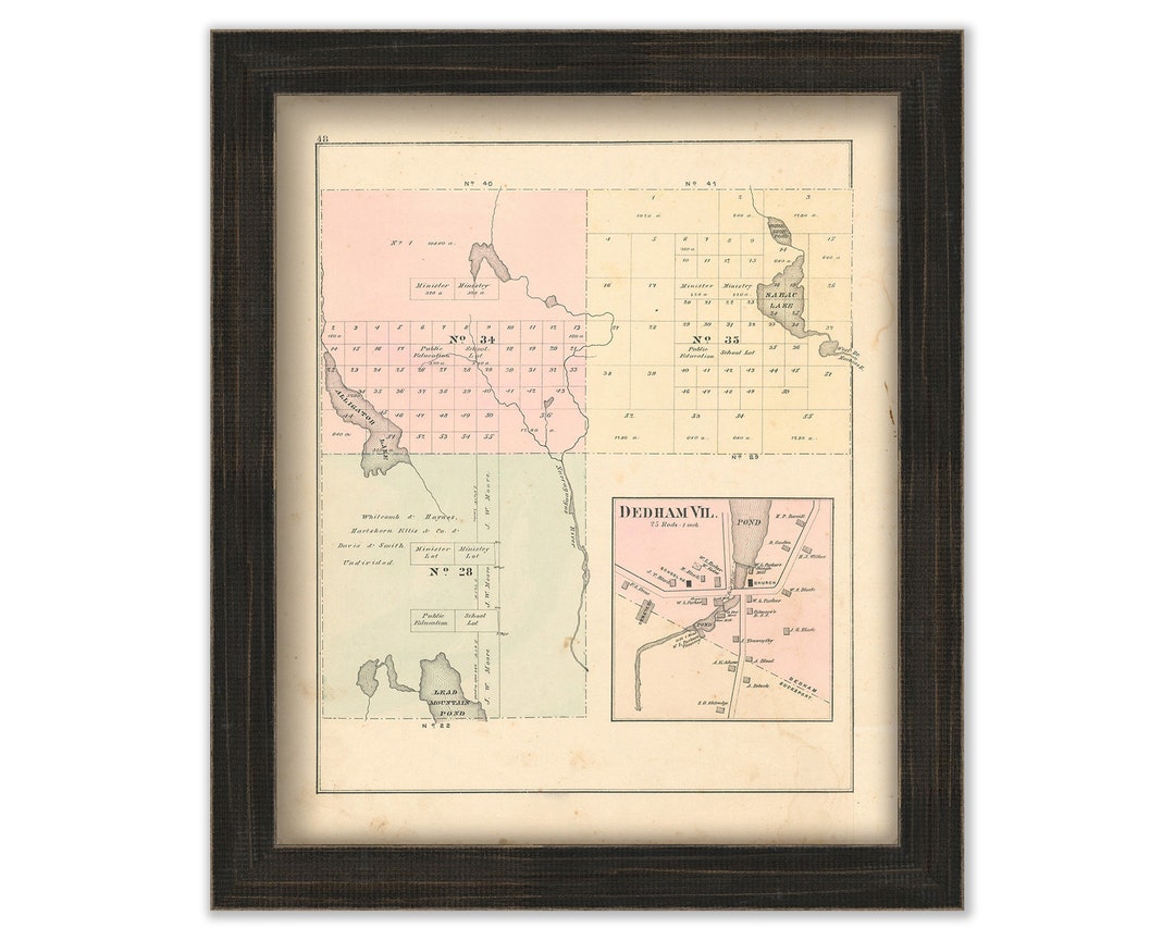 DEDHAM, Maine 1881 Map, Replica or Genuine ORIGINAL Etsy