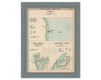Nonquitt, West Falmouth & Quamquissett Harbors, MA - Nautical Chart by George W. Eldridge 1901 0338