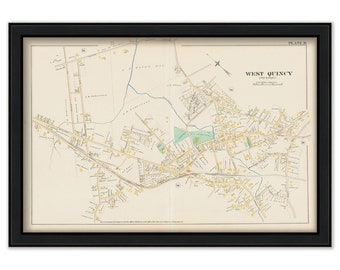 Town of QUINCY, WEST QUINCY, Massachusetts 1888 Map