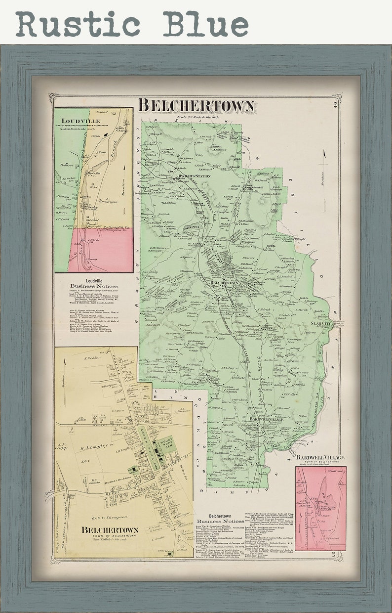 Town of BELCHERTOWN Massachusetts 1873 Map Etsy
