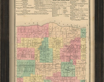 Town of ONTARIO, New York 1874 Map, Replica and GENUINE ORIGINAL