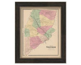 Town of CHATHAM, Morris County, New Jersey 1868 - Replica or Genuine Original Map