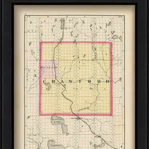 CRAWFORD COUNTY, Michigan 1873 Map - Replica or Genuine Original - Etsy