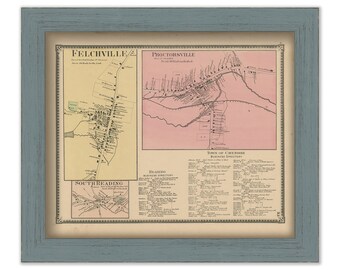 CAVENDISH and READING, Windsor County, Vermont 1869 Map - Replica or Genuine ORIGINAL