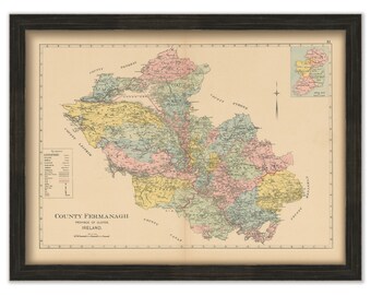 COUNTY FERMANAGH, Ireland 1901 Map - Replica or GENUINE Original