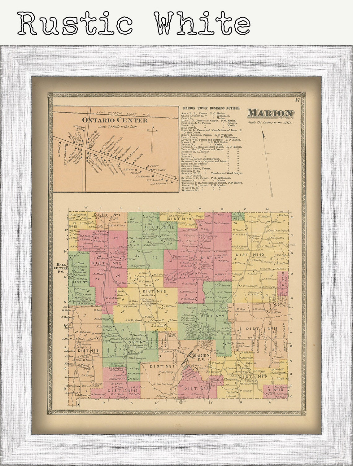 Town of MARION New York 1874 Map Replica and GENUINE Etsy