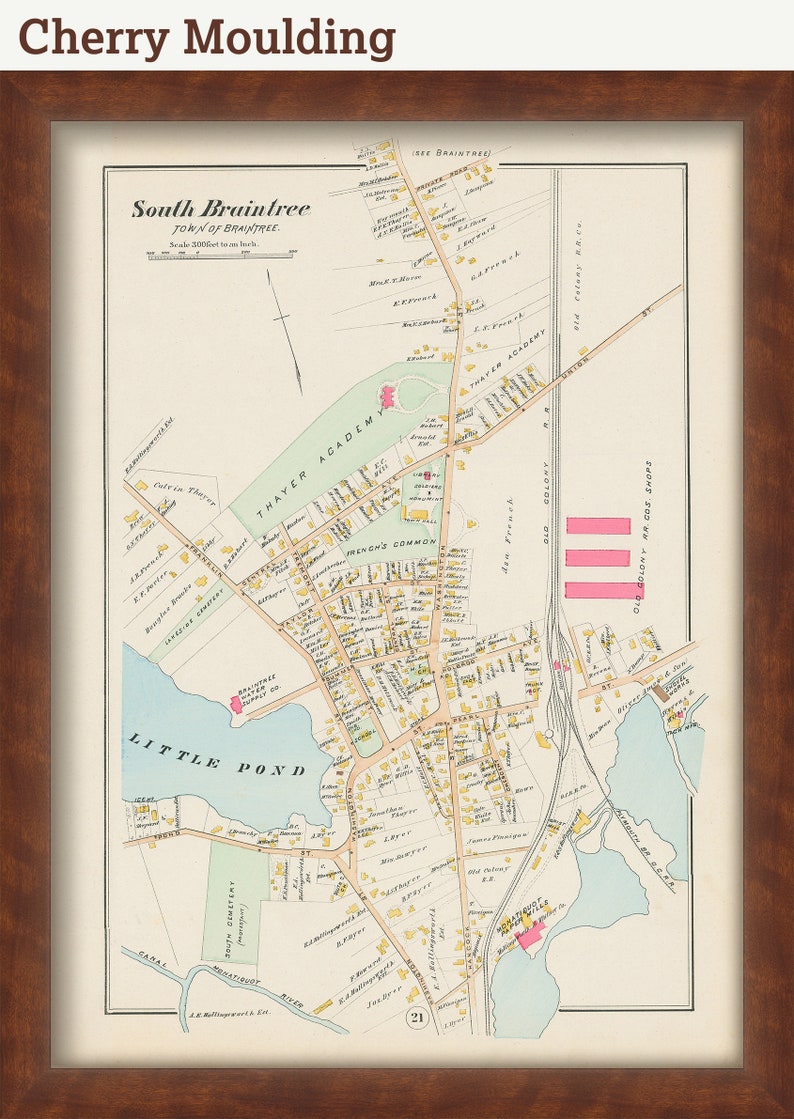 THAYER ACADEMY South Braintree Massachusetts 1888 Map Etsy