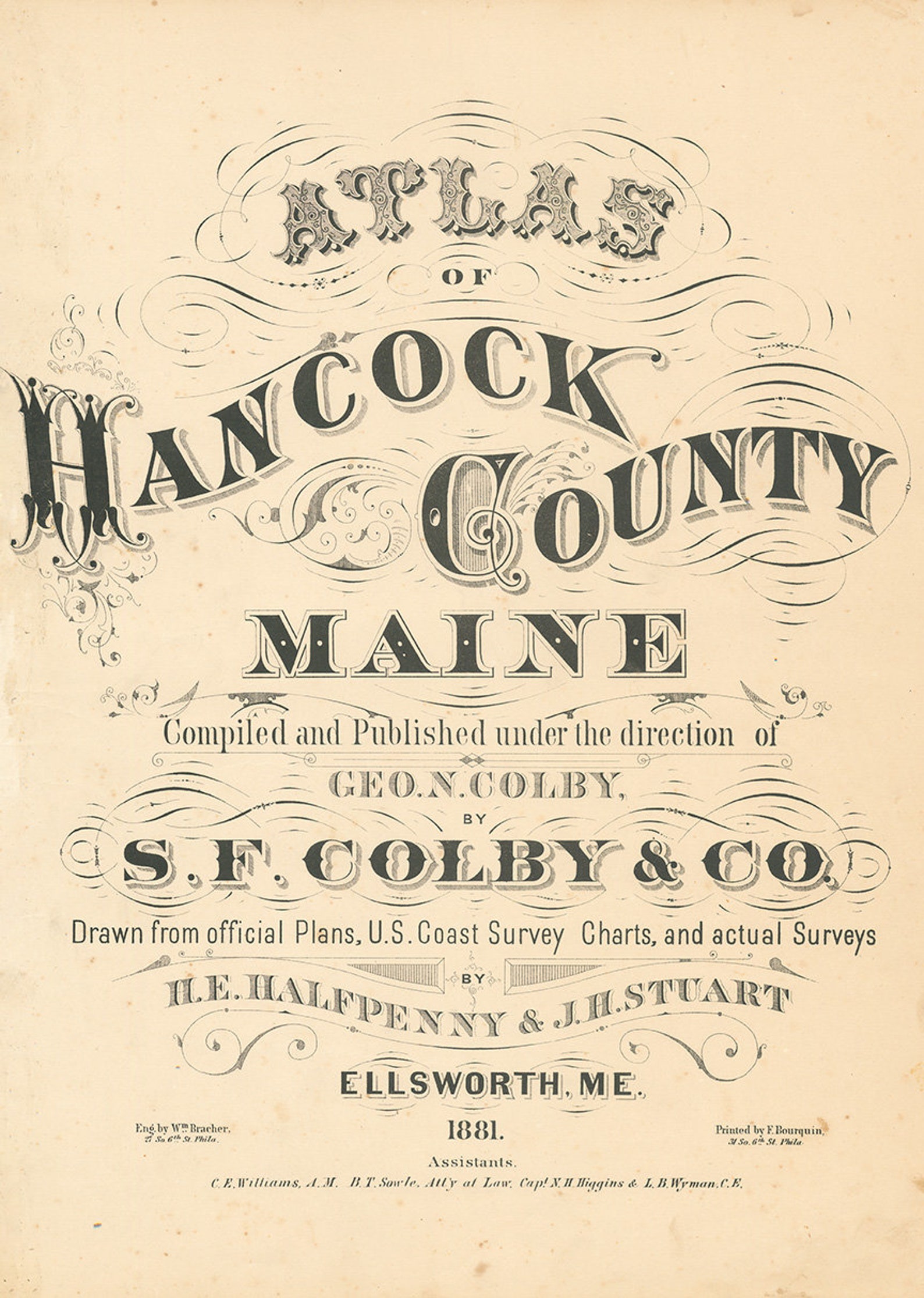 SULLIVAN Maine 1881 Map Replica or Genuine Original Etsy