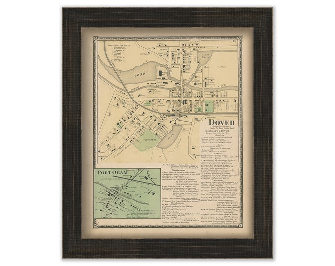 Village of DOVER, Morris County, New Jersey 1868 - Replica or Genuine Original Map