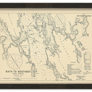 BATH to BOOTHBAY, Maine 1909 - Nautical Chart by Geo. Eldridge