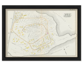 DORCHESTER, Massachusetts 1889 map, Plate 7 - Savin Hill - Replica or GENUINE ORIGINAL