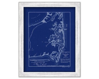 PLEASANT BAY and CHATHAM Harbor, Massachusetts - 1902 Blueprint Nautical Chart