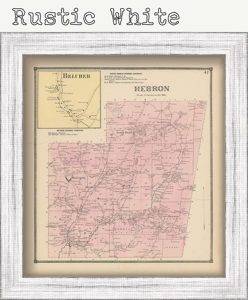 Town of HEBRON New York 1866 Map Etsy