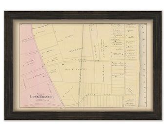 LONG BRANCH, Park and Ocean Ave, New Jersey 1873 Map - Replica or Genuine ORIGINAL
