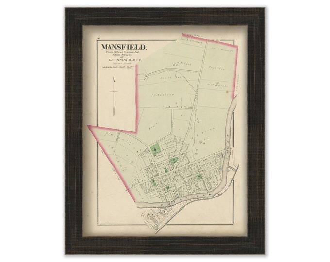 MANSFIELD, Pennsylvania 1876 Map - Replica or Genuine ORIGINAL