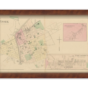 Village of YORK, Pennsylvania 1876 Map - Replica or Genuine ORIGINAL