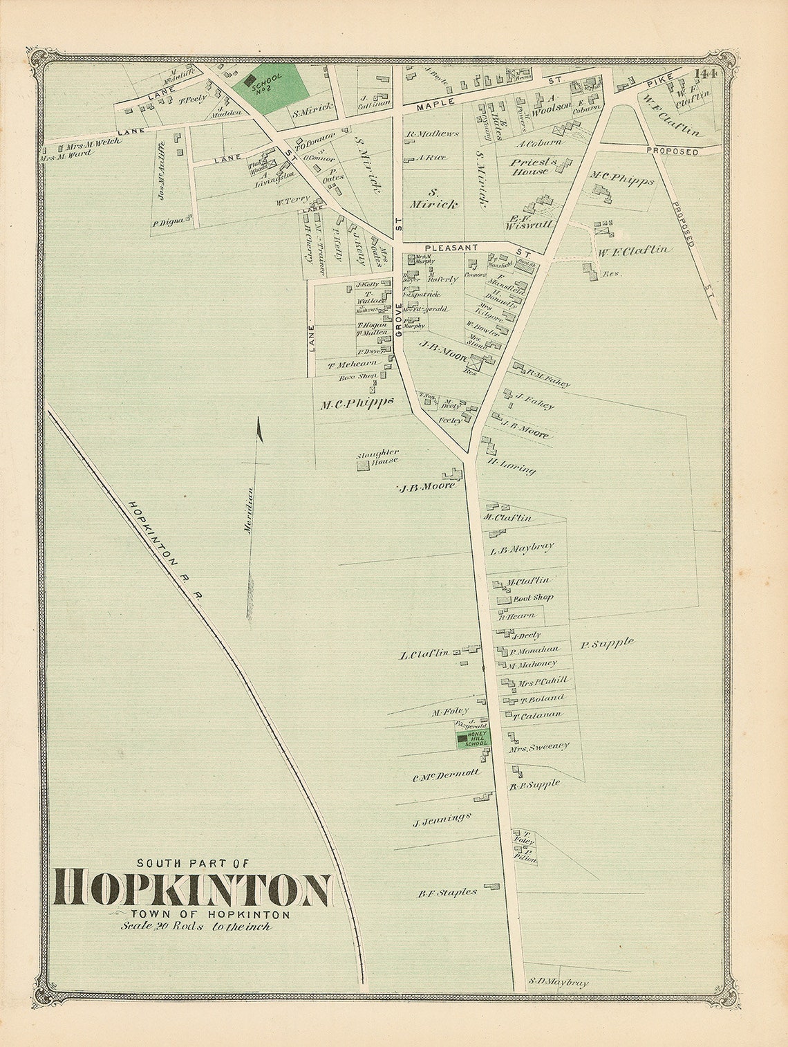 SOUTH HOPKINTON Massachusetts 1875 Map Replica or Genuine Etsy