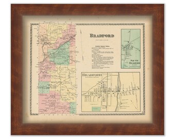 BRADFORD, New York 1873 Map, Replica or Genuine ORIGINAL